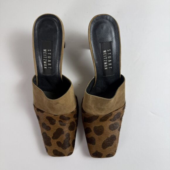 Stuart Weitzman Brown Leopard Print Heeled Mules Calf-hair and leather - Picture 3 of 10